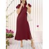 imageANRABESS Womens Summer Casual Maxi Dresses Short Sleeve Polo V Neck Loose Split WrinkleFree Beach Vacation Tshirt Long DressWine Red