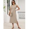 imageANRABESS Womens Summer Casual Midi Dress Sleeveless Crewneck Loose Split WrinkleFree Beach Travel Vacation Long SundressAlmond