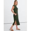 imageANRABESS Womens Summer Casual Midi Dress Sleeveless Crewneck Loose Split WrinkleFree Beach Travel Vacation Long SundressArmy Green