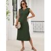 imageANRABESS Womens Summer Casual Midi Dress Sleeveless Crewneck Loose Split WrinkleFree Beach Travel Vacation Long SundressArmy Green
