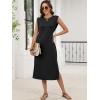 imageANRABESS Womens Summer Casual Midi Dress Sleeveless Crewneck Loose Split WrinkleFree Beach Travel Vacation Long SundressBlack