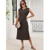 imageANRABESS Womens Summer Casual Midi Dress Sleeveless Crewneck Loose Split WrinkleFree Beach Travel Vacation Long SundressBrown