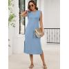 imageANRABESS Womens Summer Casual Midi Dress Sleeveless Crewneck Loose Split WrinkleFree Beach Travel Vacation Long SundressLight Blue