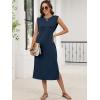 imageANRABESS Womens Summer Casual Midi Dress Sleeveless Crewneck Loose Split WrinkleFree Beach Travel Vacation Long SundressNavy Blue