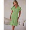 imageANRABESS Womens Summer Dress Casual Ruffle Short Sleeve V Neck Button Down Shift Mini Dresses 2026 Beach Vacation ClothesGreen