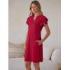imageANRABESS Womens Summer Dress Casual Ruffle Short Sleeve V Neck Button Down Shift Mini Dresses 2026 Beach Vacation ClothesRed