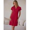 imageANRABESS Womens Summer Dress Casual Ruffle Short Sleeve V Neck Button Down Shift Mini Dresses 2026 Beach Vacation ClothesRed