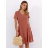 imageANRABESS Womens Summer Dresses Casual Short Sleeve Ribbed Knit V Neck Swing ALine 2026 Spring Vacation Tunics Short DressBurnt Orange