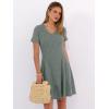 imageANRABESS Womens Summer Dresses Casual Short Sleeve Ribbed Knit V Neck Swing ALine 2026 Spring Vacation Tunics Short DressGrey Green