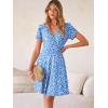 imageANRABESS Womens Summer Dresses Short Sleeve Wrap V Neck ALine Floral Mini Dress Causal Flowy Boho Beach Vacation SundressBlue White Floral