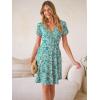 imageANRABESS Womens Summer Dresses Short Sleeve Wrap V Neck ALine Floral Mini Dress Causal Flowy Boho Beach Vacation SundressFloral Lake Green