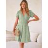imageANRABESS Womens Summer Dresses Short Sleeve Wrap V Neck ALine Floral Mini Dress Causal Flowy Boho Beach Vacation SundressGreen White Floral