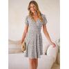 imageANRABESS Womens Summer Dresses Short Sleeve Wrap V Neck ALine Floral Mini Dress Causal Flowy Boho Beach Vacation SundressKhaki Polka Dot