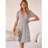 imageANRABESS Womens Summer Dresses Short Sleeve Wrap V Neck ALine Floral Mini Dress Causal Flowy Boho Beach Vacation SundressKhaki Polka Dot