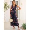 imageANRABESS Womens Summer Floral Dress V Neck Sleeveless A Line Wedding Guest Maxi Tulle Dresses Casual Beach Vacation ClothesBrown Beige Floral Dark Blue