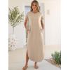 imageANRABESS Womens Summer Maxi Dress 2026 Casual Short Sleeve Loose Split WrinkleFree Beach Vacation Long Sundress with PocketsAlmond