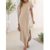 imageANRABESS Womens Summer Maxi Dress 2026 Casual Short Sleeve Loose Split WrinkleFree Beach Vacation Long Sundress with PocketsAlmond