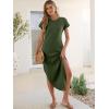 imageANRABESS Womens Summer Maxi Dress 2026 Casual Short Sleeve Loose Split WrinkleFree Beach Vacation Long Sundress with PocketsArmy Green
