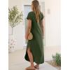 imageANRABESS Womens Summer Maxi Dress 2026 Casual Short Sleeve Loose Split WrinkleFree Beach Vacation Long Sundress with PocketsArmy Green