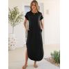 imageANRABESS Womens Summer Maxi Dress 2026 Casual Short Sleeve Loose Split WrinkleFree Beach Vacation Long Sundress with PocketsBlack