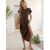 imageANRABESS Womens Summer Maxi Dress 2026 Casual Short Sleeve Loose Split WrinkleFree Beach Vacation Long Sundress with PocketsBrown