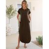 imageANRABESS Womens Summer Maxi Dress 2026 Casual Short Sleeve Loose Split WrinkleFree Beach Vacation Long Sundress with PocketsBrown