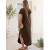 imageANRABESS Womens Summer Maxi Dress 2026 Casual Short Sleeve Loose Split WrinkleFree Beach Vacation Long Sundress with PocketsBrown
