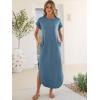 imageANRABESS Womens Summer Maxi Dress 2026 Casual Short Sleeve Loose Split WrinkleFree Beach Vacation Long Sundress with PocketsGrey Blue
