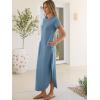 imageANRABESS Womens Summer Maxi Dress 2026 Casual Short Sleeve Loose Split WrinkleFree Beach Vacation Long Sundress with PocketsGrey Blue