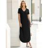 imageANRABESS Womens Summer Maxi Dresses 2026 Casual Short Sleeve V Neck Loose Split Shirt Sun Dress Beach Vacation ClothesBlack