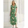 imageANRABESS Womens Summer Maxi Dresses 2026 Casual Short Sleeve V Neck Loose Split Shirt Sun Dress Beach Vacation ClothesGreen Yellow Rose Floral
