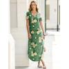 imageANRABESS Womens Summer Maxi Dresses 2026 Casual Short Sleeve V Neck Loose Split Shirt Sun Dress Beach Vacation ClothesGreen Yellow Rose Floral