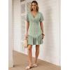 imageANRABESS Womens Summer Mini Dresses 2026 Casual Floral Beach Vacation Sundress Wrap V Neck ALine Boho Spring Short DressGreen White Dot