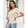 imageANRABESS Womens Tops Short Sleeve V Neck Shirts Slim Fit Ribbed Knit Shirt 2026 Summer Dressy Casual Lightweight SweatersBeige