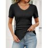 imageANRABESS Womens Tops Short Sleeve V Neck Shirts Slim Fit Ribbed Knit Shirt 2026 Summer Dressy Casual Lightweight SweatersBlack
