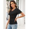 imageANRABESS Womens Tops Short Sleeve V Neck Shirts Slim Fit Ribbed Knit Shirt 2026 Summer Dressy Casual Lightweight SweatersBlack