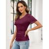 imageANRABESS Womens Tops Short Sleeve V Neck Shirts Slim Fit Ribbed Knit Shirt 2026 Summer Dressy Casual Lightweight SweatersBurgundy