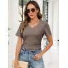 imageANRABESS Womens Tops Short Sleeve V Neck Shirts Slim Fit Ribbed Knit Shirt 2026 Summer Dressy Casual Lightweight SweatersCoffee