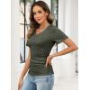imageANRABESS Womens Tops Short Sleeve V Neck Shirts Slim Fit Ribbed Knit Shirt 2026 Summer Dressy Casual Lightweight SweatersDrak Green