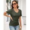 imageANRABESS Womens Tops Short Sleeve V Neck Shirts Slim Fit Ribbed Knit Shirt 2026 Summer Dressy Casual Lightweight SweatersDrak Green