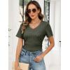 imageANRABESS Womens Tops Short Sleeve V Neck Shirts Slim Fit Ribbed Knit Shirt 2026 Summer Dressy Casual Lightweight SweatersDrak Green