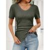 imageANRABESS Womens Tops Short Sleeve V Neck Shirts Slim Fit Ribbed Knit Shirt 2026 Summer Dressy Casual Lightweight SweatersDrak Green