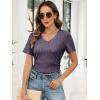 imageANRABESS Womens Tops Short Sleeve V Neck Shirts Slim Fit Ribbed Knit Shirt 2026 Summer Dressy Casual Lightweight SweatersPurple