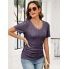 imageANRABESS Womens Tops Short Sleeve V Neck Shirts Slim Fit Ribbed Knit Shirt 2026 Summer Dressy Casual Lightweight SweatersPurple
