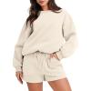 imageANRABESS Women 2 Piece Outfits Sweat Shorts Sets 2026 Oversized Casual Lounge Matching Set Sweatsuit Tracksuit Fall ClothesBeige