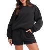imageANRABESS Women 2 Piece Outfits Sweat Shorts Sets 2026 Oversized Casual Lounge Matching Set Sweatsuit Tracksuit Fall ClothesBlack