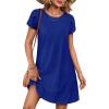 imageANRABESS Women Summer Dress Short Sleeve Crew Neck Boho Floral TShirt Sundress Beach Vacation Swimsuit Coverup with PocketsRoyal Blue