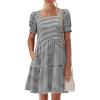 imageANRABESS Women Summer Square Neck Puff Short Sleeve Mini Dress 2026 Casual Flowy Sundress Beach Vacation Clothes with PocketsBlack White Striped