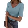 imageANRABESS Womens Half Sleeve Tops V Neck Ribbed Knit Slim Fit Basic T Shirts 2026 Summer Casual Tees Spring Trendy ClothesLight Blue