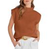 imageANRABESS Womens Mock Neck Sleeveless Sweater Vest Casual Cap Sleeve Knit Pullover Tank Tops 2026 Fall ClothesRust